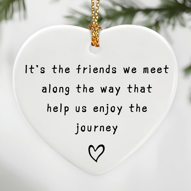 Jocidea Friends We Meet Along The Way, Firm Friendship - Heart Plaque/Sign, Gifts for Friends | Birthday, Christmas Friendship Gifts for Bestie, Best Friend, Sisters, BFF, Her | Friend Christmas Ornament - Image 1